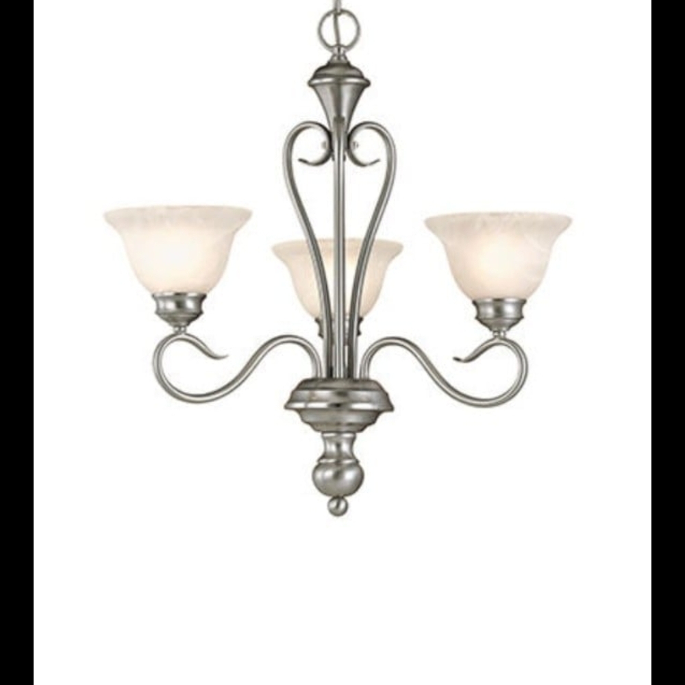 Elegant Silver Chandelier with White Shades